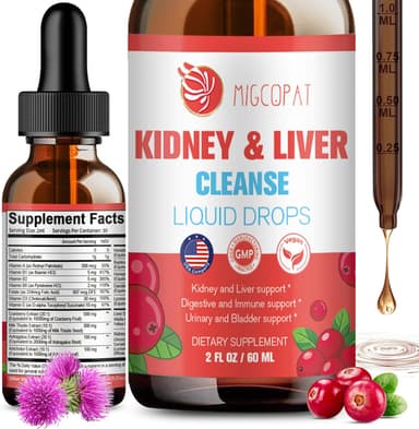 Kidney and Liver Cleanse Detox & Repair Drops, Cranberry and Milk Thistle Supplement with Artichoke, Astragalus, Horsetail – Natural Herbal for Liver, Kidney, Urinary Tract, Bladder, 60ml - Image 2