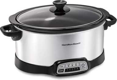 Hamilton Beach 7 Quart Programmable Slow Cooker With Flexible Easy Programming, 5 Cooking Times, Dishwasher-Safe Crock & Lid, Silver (33473 - Image 2