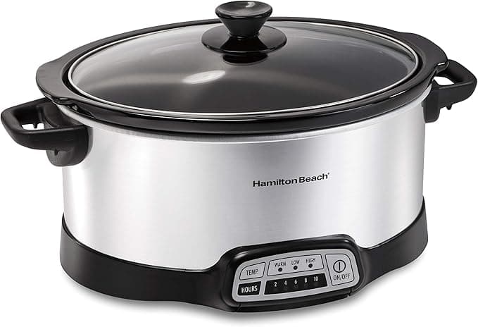 Hamilton Beach 7 Quart Programmable Slow Cooker With Flexible Easy Programming, 5 Cooking Times, Dishwasher-Safe Crock & Lid, Silver (33473 - Image 1