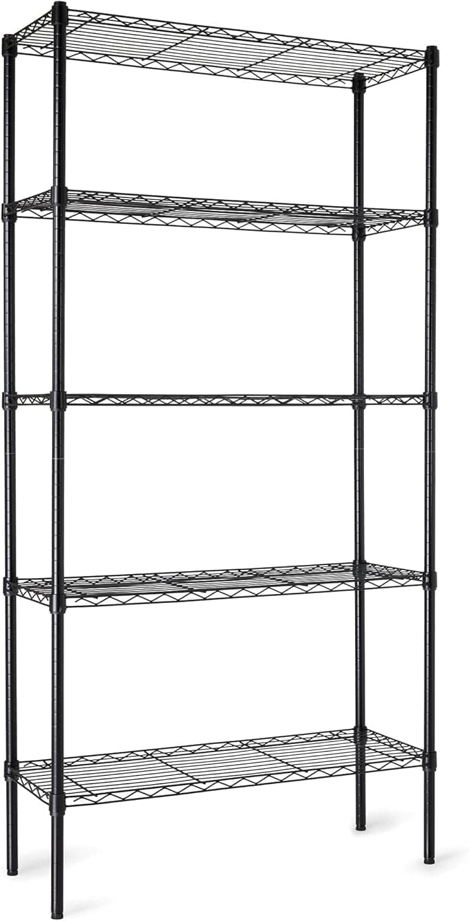 Amazon Basics 5-Shelf Adjustable Heavy Duty Steel Wire Rack Storage Shelving Organizer for Kitchen, Garage, 36" L x 14" W x 72" H, Black - Image 1