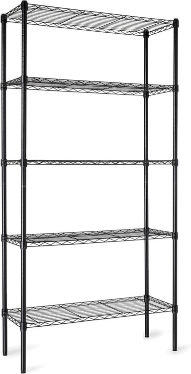 Amazon Basics 5-Shelf Adjustable Heavy Duty Steel Wire Rack Storage Shelving Organizer for Kitchen, Garage, 36" L x 14" W x 72" H, Black - Image 1