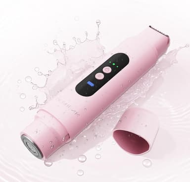Bikini Trimmer Razors Shaver for Women: DEEHENK 2-Speed Electric Razor for Pubic Hair Dual Head Shaver Women IPX7 Waterproof Rechargeable Lady Trimmer for Bikini Underarm Body Leg Face Pink - Image 2