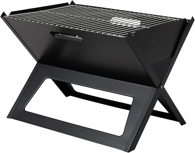 Fire Sense 60508 Notebook BBQ Grill 3.5mm Cooking Bars Instant Foldable & Easy Portability For Outdoor Barbecues Camping Traveling Picnics Garden Beach Party - Black - Image 1