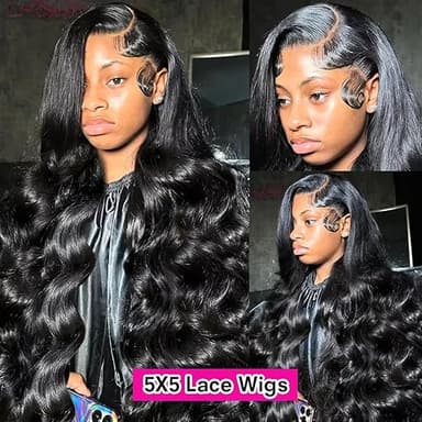 UANDM 28 Inch 5x5 HD Lace Closure Wigs Human Hair Body Wave Lace Front Wigs Human Hair Pre Plucked 180% Density Glueless Wigs Human Hair Wig Closure Wig for Women - Image 4