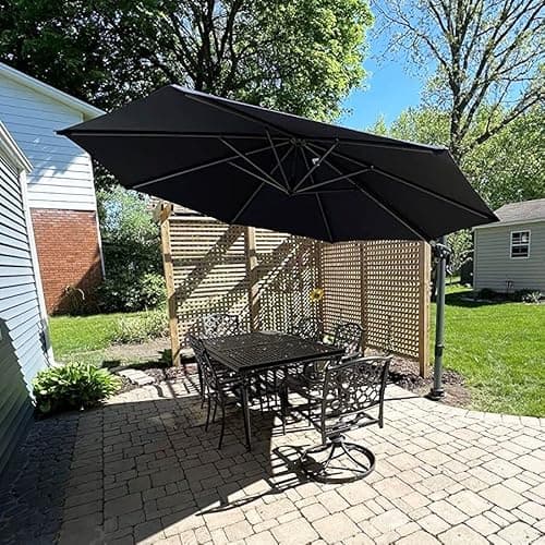 PURPLE LEAF 11 Feet Patio Umbrella Outdoor Cantilever Round Umbrella Aluminum Offset Umbrella with 360-degree Rotation for Garden Deck Pool Patio, Grey - Image 1