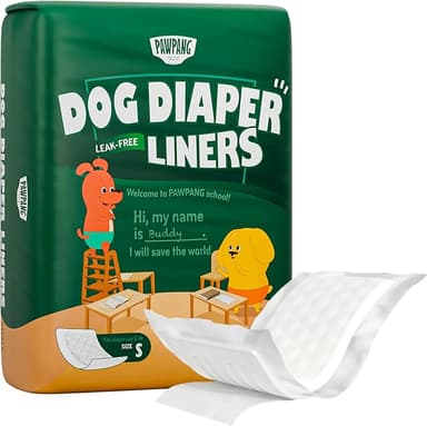 PAWPANG Disposable Dog Diaper Liners Booster Pads for Male & Female Dogs, 100ct, 4 Sizes Options, Doggie Diaper Inserts fit Most Types of Dog Diapers - Pet Belly Bands & Male Wraps (Small (100 ct - Image 1