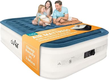 Queen Air Mattress, 18” Raised Inflatable Bed with Built-in Pump, Waterproof Velvety Top, Ergonomic Design, Reinforced Support, and Carry Bag for Home, Camping, and Guests - Image 1