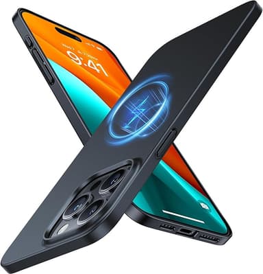 TORRAS Magnetic Slim Fit Designed for iPhone 15 Pro Case 2023, [Compatible with MagSafe] [Ultra Thin] Protective Matte Hard PC Cover Anti-Scratch Phone Case for iPhone 15 Pro, Black Titanium - Image 1