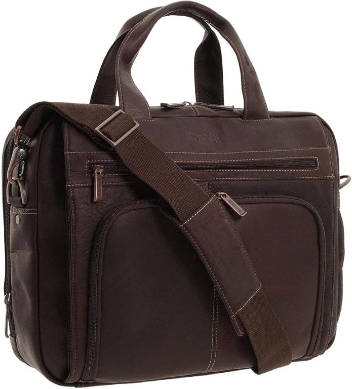 Kenneth Cole REACTION ‘Out of the Bag' Manhattan Colombian Leather 15.6" Laptop Briefcase Travel Business Case Bag - Image 1