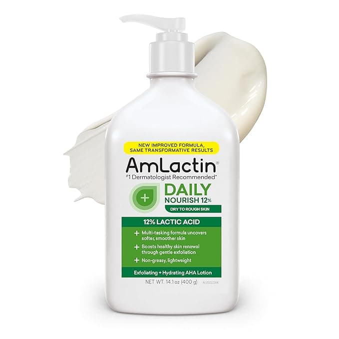 AmLactin Daily Nourish - Therapeutic Body Lotion for Dry Skin - No-Scrub Exfoliator and Moisturizer with 12% Lactic Acid AHA, 14.1 oz (Packaging May Vary - Image 1