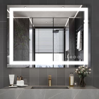 32x24 inch Wall Mounted LED Bathroom Mirror with 3000K-6000K Dimmable, Anti-Fog, Lighted Bathroom Mirror with Smart Touch Button, Memory Function(Horizontal/Vertical - Image 2