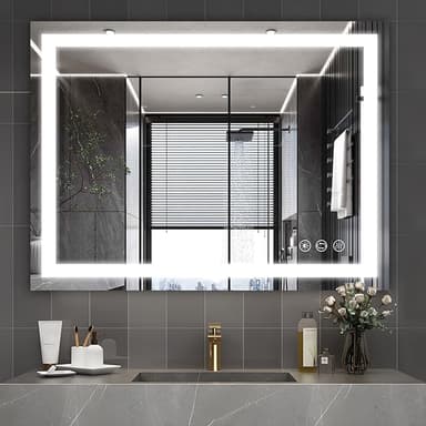 32x24 inch Wall Mounted LED Bathroom Mirror with 3000K-6000K Dimmable, Anti-Fog, Lighted Bathroom Mirror with Smart Touch Button, Memory Function(Horizontal/Vertical - Image 1