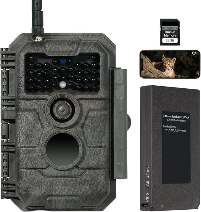 GardePro E6P Max Trail Camera, WiFi Bluetooth, Game Cameras with Rechargeable 8000mAh Battery, Built-in 32GB SD Card, 48MP 1296p, No Glow Night Vision, Motion Activated Waterproof, E6PMB - Image 1