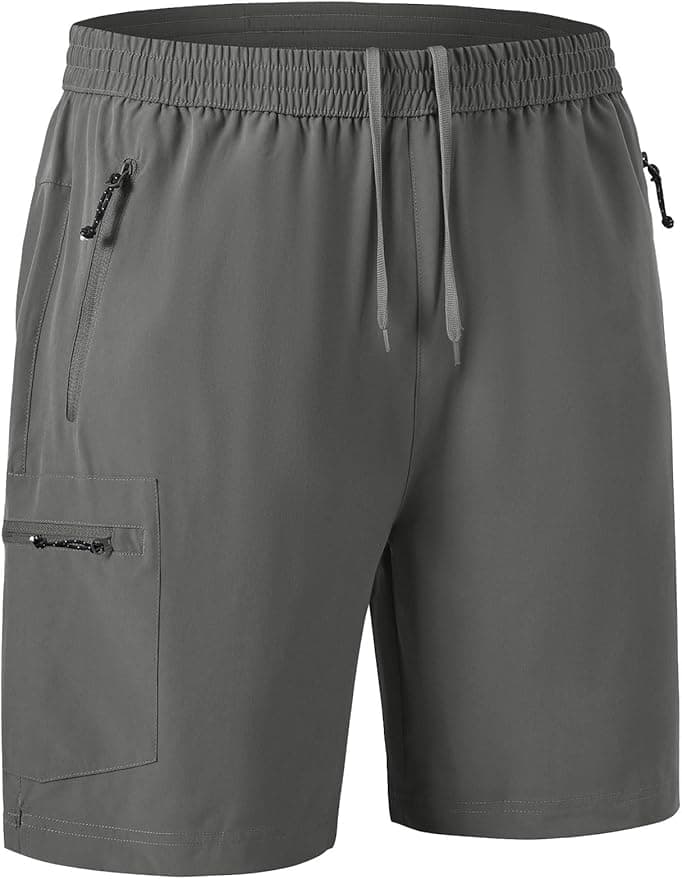 Rdruko Men's Quick Dry Hiking Shorts Lightweight Running Gym Outdoor Active Shorts with Zipper Pockets - Image 1