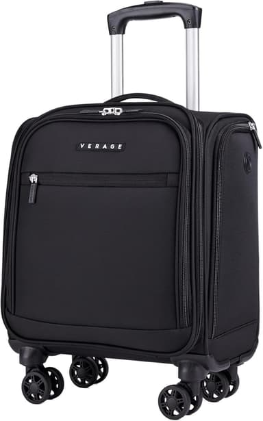 Verage Underseat Carry On Luggage with Wheels, 14.5-Inch Spinner Small Suitcase, Softside Lightweight Travel Bag for Men and Women, Airplane Carry On Bag, Black - Image 1