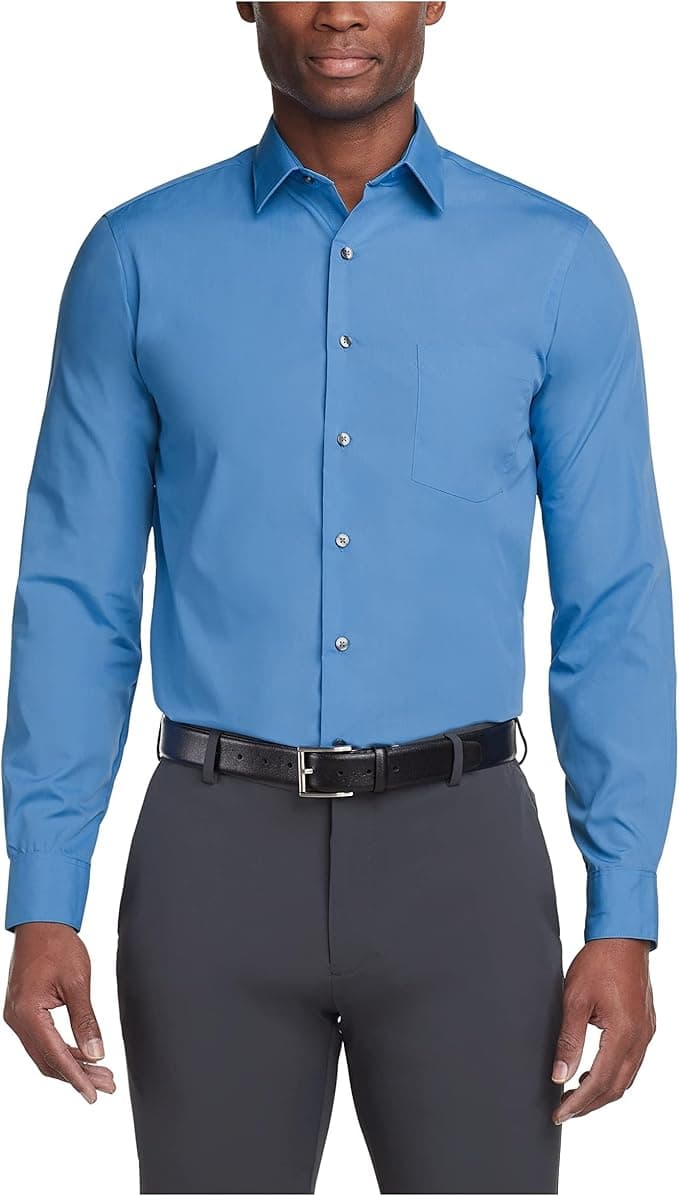 Van Heusen Mens Dress Shirt Regular Fit Poplin Solid - Image 1