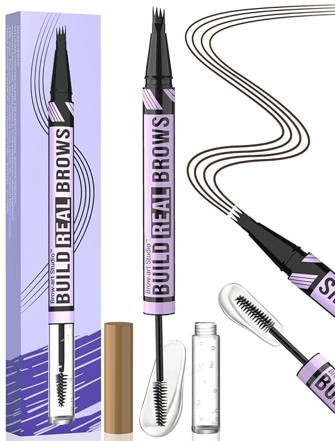 iMethod Eyebrow Pen and Eyebrow Gel - Eyebrow Pencils for Women with 4-Fork-Tip & Brow Gel Clear, Magical 2-in-1 Dual-Ended Brow Pen for Fuller-Looking Defined Brows, Stay All Day, Dark Brown - Image 1