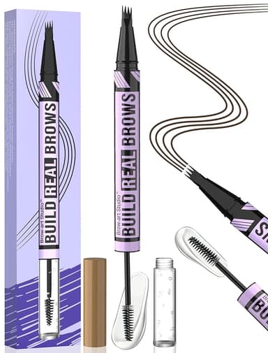 iMethod Eyebrow Pen and Eyebrow Gel - Eyebrow Pencils for Women with 4-Fork-Tip & Brow Gel Clear, Magical 2-in-1 Dual-Ended Brow Pen for Fuller-Looking Defined Brows, Stay All Day, Dark Brown - Image 1