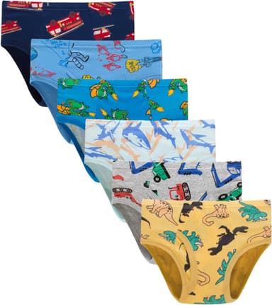 Boboking 100% Cotton Little Boys Briefs Soft Dinosaur Truck Toddler Underwear - Image 2