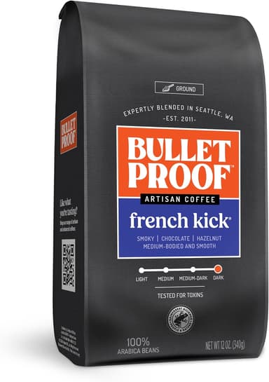 Bulletproof French Kick Dark Roast Ground Coffee, 12 Ounces, 100% Arabica Beans, Clean Coffee Tested for Toxins, Packaging May Vary - Image 2