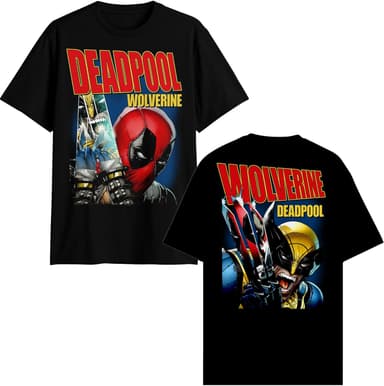 Marvel Deadpool Wolverine Magazine Front Back T-Shirt - Image 2