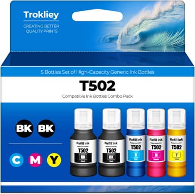 502 Ink Refill Bottles ET-2850 ET-3760 ET-3850 Replacement for 502 Ink Bottles (5 Pack) for ET 2850 ET 3850 ET-4850 ET-2760 ET3760 2850 ET-4760 ET-3830 ET-3843 ET-2750 ET-3750 ET4750 ET-15000 Printer - Image 2