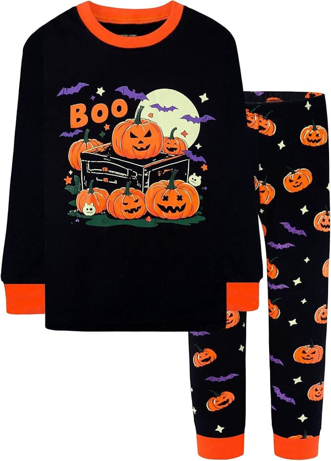 DAUGHTER QUEEN Boys & Girls 100% Cotton Holiday Pajamas, Halloween Christmas Sleepwear 18M-12Y - Image 1