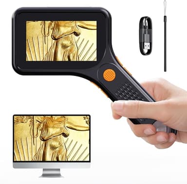 Microscope for Adult - 3.0 Inch IPS Screen 500X Pocket Microscope, 3-Level Adjustable LED Lights Portable Handheld Microscope,USB Connection to PC View - Image 1