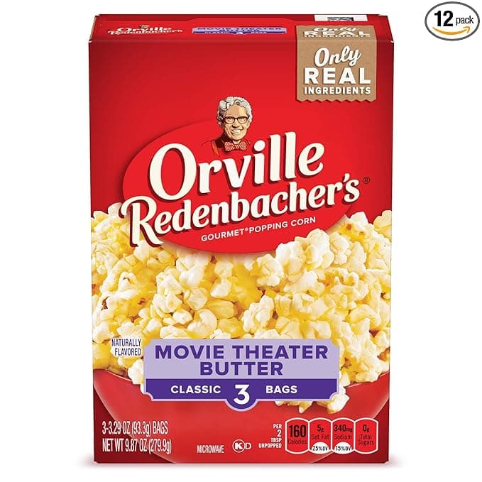 Orville Redenbacher's Microwave Popcorn, Movie Theater Butter Flavor, 3.29 oz., 3-Count (12 Boxes - Image 1