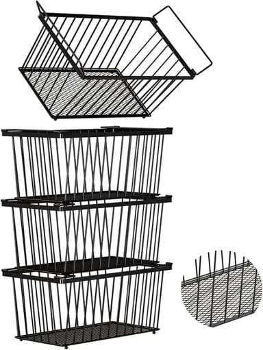 ANJUBAN Enhanced Leak-Proof Bottom - Freezer Organizer Bins ，4 Pack Stackable Deep Freezer Organizer Bins for 7 Cu.FT Small Chest Freezer，organization and storage，pantry organizers(4 Pack-black - Image 1