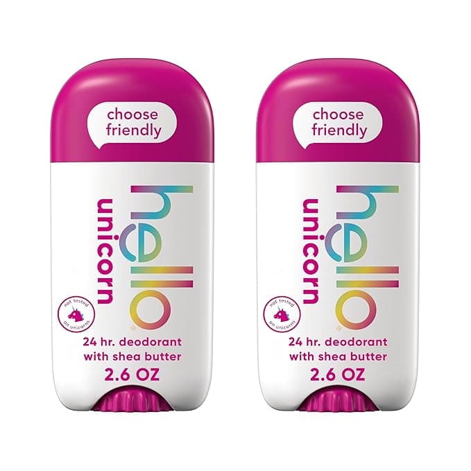 hello Unicorn Aluminum Free Deodorant for Women, Girls, Safe for Kids, Dermatologically tested, Natural Fragrance, 2 Pack - Image 1
