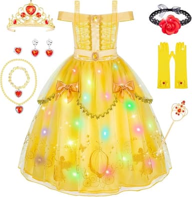 Meland Princess Dress for Girls - Light Up Princess Costume for Toddler Dress Up, Halloween Costumes for Girl 3-10 Years Old - Image 1