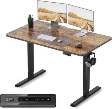FEZIBO Electric Standing Desk, 48 x 24 Inches Height Adjustable Stand up Desk, Sit Stand Home Office Desk, Computer Desk, Rustic Brown - Image 2