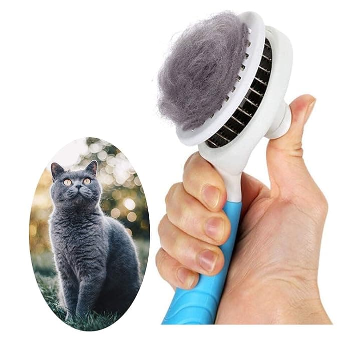 Self Cleaning Slicker Brush - Cat Brush Skin-Friendly Deshedding Grooming Massaging Tool for Long & Short Haired Pets, Cat Hair Brushes Easy Removes Undercoat for Dogs Cats Rabbits-UPGRADED, Blue - Image 1