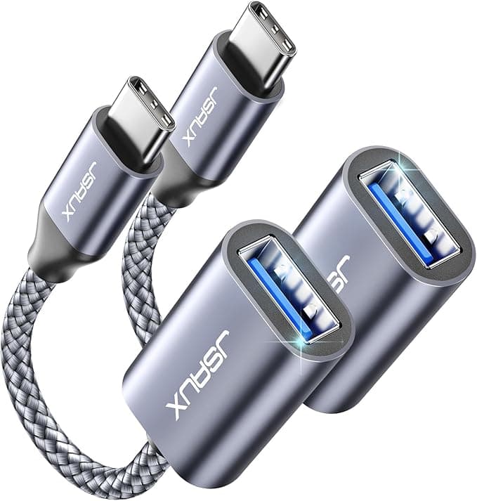 JSAUX USB C to USB 3.0 Adapter [2 Pack], USB C Male to USB Female OTG Cable Adapter Compatible with MacBook Pro/Air, iPhone 17 Pro Max/iPhone Air/16e/16/15 Series, Samsung Galaxy S25/S24/S23 - Image 1