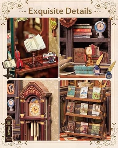CUTEBEE Book Nook Kit, DIY Miniature House Kits for Adult and Teens, Dollhouse Mini Booknook House Bookshelf Decor, DIY Craft Gifts for Family and Friends（Owl Bookstore） - Image 4