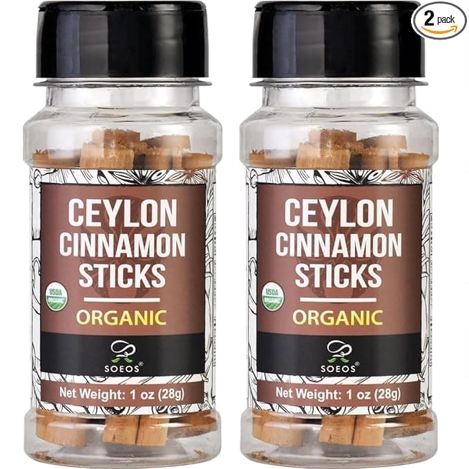 Soeos Ceylon Cinnamon Sticks 1 oz (28g) Pack of 2, Organic Cinnamon Sticks, Real Cinnamon farmed in Sri Lanka, Non-GMO, Cinnamon for Coffee, Baking, Cooking and Beverages - Image 1