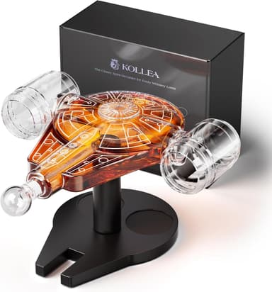 Kollea Birthday Gifts for Men Dad, Galaxy Spaceship Whiskey Decanter Sets for Men, Spacecraft Limited Edition, 2 Funny Shot Glasses, Unique Guys Brother Gift Idea, Liquor Decanter for Bar, Anniversary - Image 2