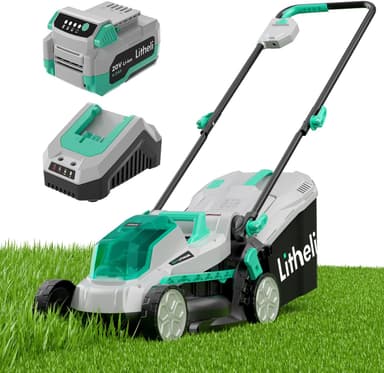 Litheli 20V 13" Cordless Lawn Mower, Electric Lawn Mowers for Garden, Yard and Farm, 5 Heights, with Brushless Motor, 4.0Ah Battery & Charger Included - Image 2