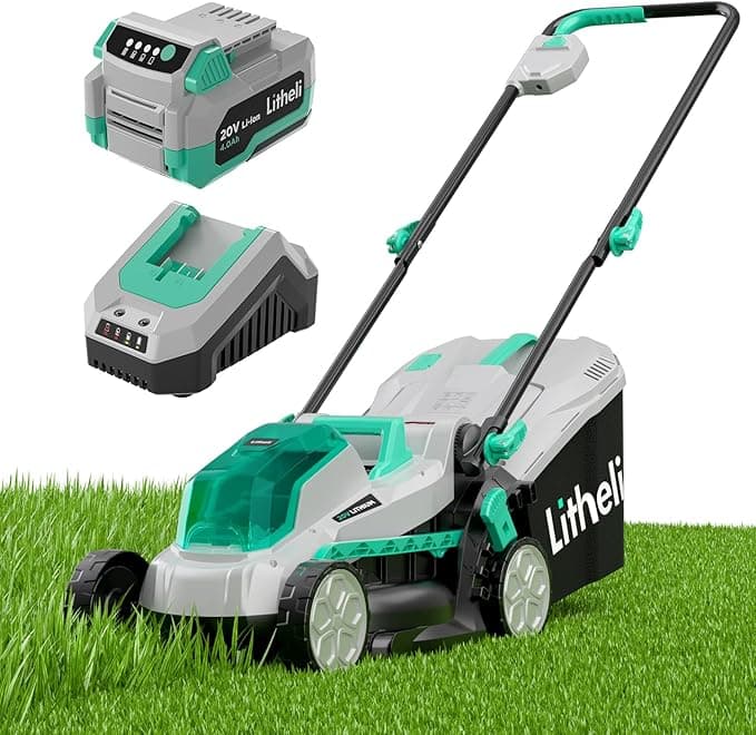 Litheli 20V 13" Cordless Lawn Mower, Electric Lawn Mowers for Garden, Yard and Farm, 5 Heights, with Brushless Motor, 4.0Ah Battery & Charger Included - Image 1