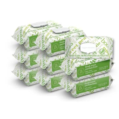 Amazon Elements Baby Wipes, Fresh, Flip-Top Packs, 810 Count, 9 Packs of 90 Counts - Image 1