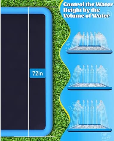 Raxurt Splash Pad, 97"- 72" Non-Slip Splash Pad for Kids and Dogs, Thickened Durable Square Dog Pool with Sprinkler Summer Outdoor Water Toys for Toddler Girls Boys Children Pet (Blue) - Image 6