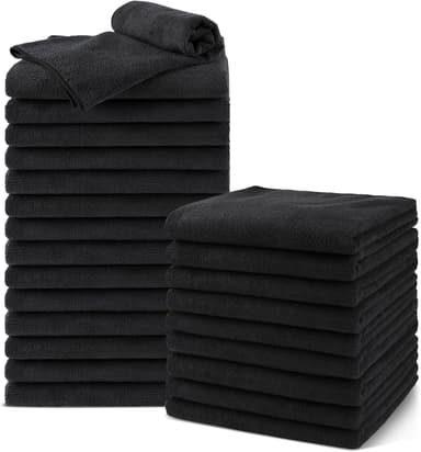 Salon Towels 24 Pack, Microfiber Barber Towels Bulk, (16x29 inches) Hair-Drying Cloth Super Soft Black Hand Cloth for Gym, Bath, Spa Use and Home Beauty Care(Not Bleach Proof - Image 2