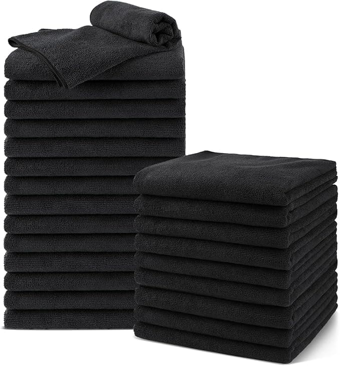 Salon Towels 24 Pack, Microfiber Barber Towels Bulk, (16x29 inches) Hair-Drying Cloth Super Soft Black Hand Cloth for Gym, Bath, Spa Use and Home Beauty Care(Not Bleach Proof - Image 1
