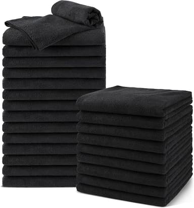 Salon Towels 24 Pack, Microfiber Barber Towels Bulk, (16x29 inches) Hair-Drying Cloth Super Soft Black Hand Cloth for Gym, Bath, Spa Use and Home Beauty Care(Not Bleach Proof - Image 1
