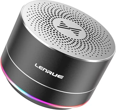 LENRUE Portable Bluetooth Speakers,Wireless Speaker with Clear Sound, Long Playtime, Small Mini Metal Speaker,Christmas Birthday Gifts for Men, Women,Kids(Black - Image 1