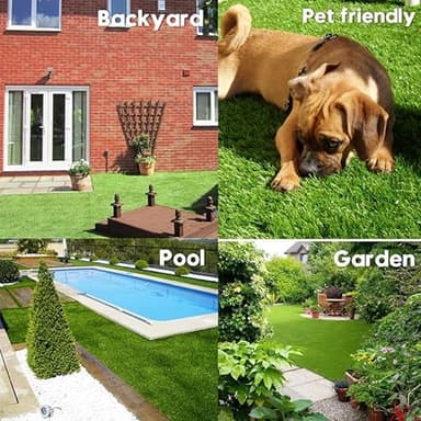 GLIWEN Artificial Grass Rug 4FTX6FT 1.38 Inch Indoor Outdoor Synthetic Dog Grass Mat with Drainage Holes High Density Fake Faux Grass Turf for Garden Lawn Landscape Balcony Decor - Image 6