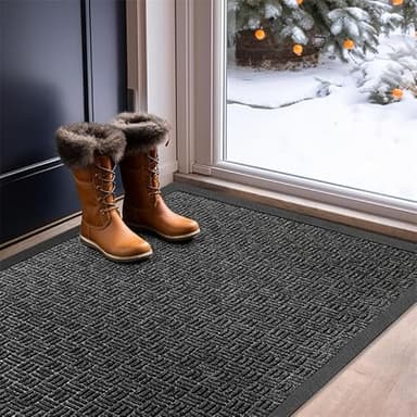 Mibao Front Door Mat, Heavy Duty Durable Welcome Mat for Outdoor Indoor, Dirt Trapper Waterproof Super Absorbent Door Mat for Entryway Outside Patio Porch, 73" x 46", Gray - Image 8