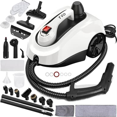 TVD Steam Cleaner, Heavy Duty Canister Steamer with 28 Accessories, Steam Mop with 5M Extra-Long Power Cord for Home Floor Cleaning, Grout, Wallpaper Removal, Upholstery, Car Detailing,White, Large - Image 1