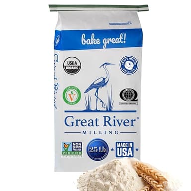 Great River Milling Lily White Organic All-Purpose Flour | Unbleached & Unbromated | Non-GMO, Kosher | Ideal for Bread, Cookies, Cakes, Pizza Dough & Everyday Baking | 25 Lb - Image 1